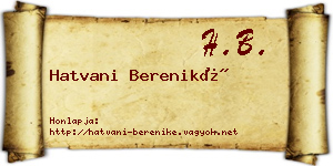 Hatvani Bereniké névjegykártya